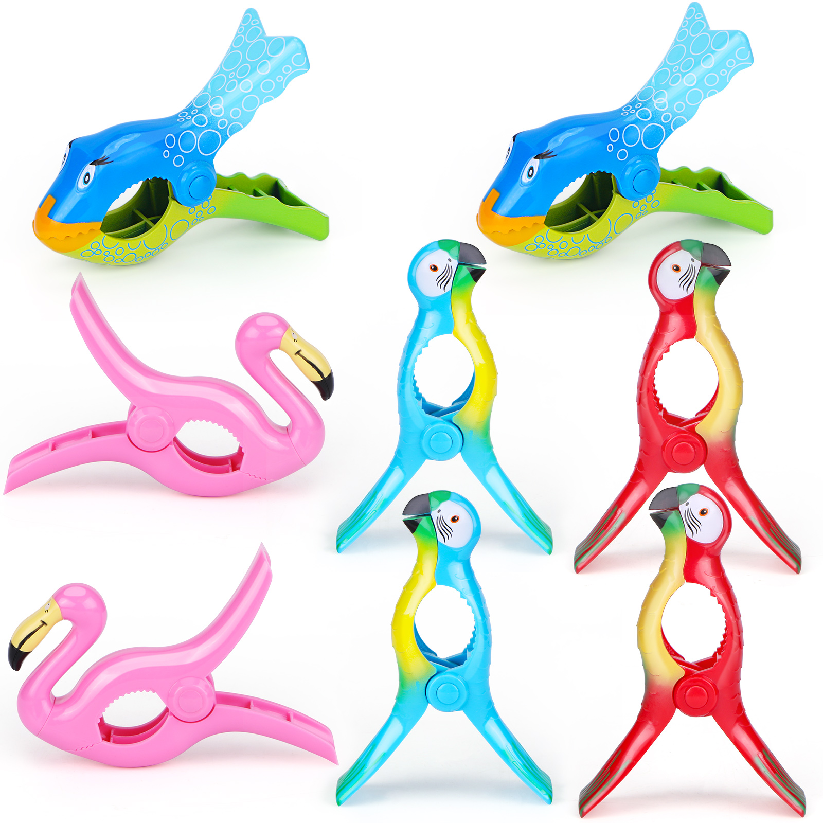 

Fine shop 8 sets of beach clips. Styles Flamingos clownfish red parrot, 501 Original