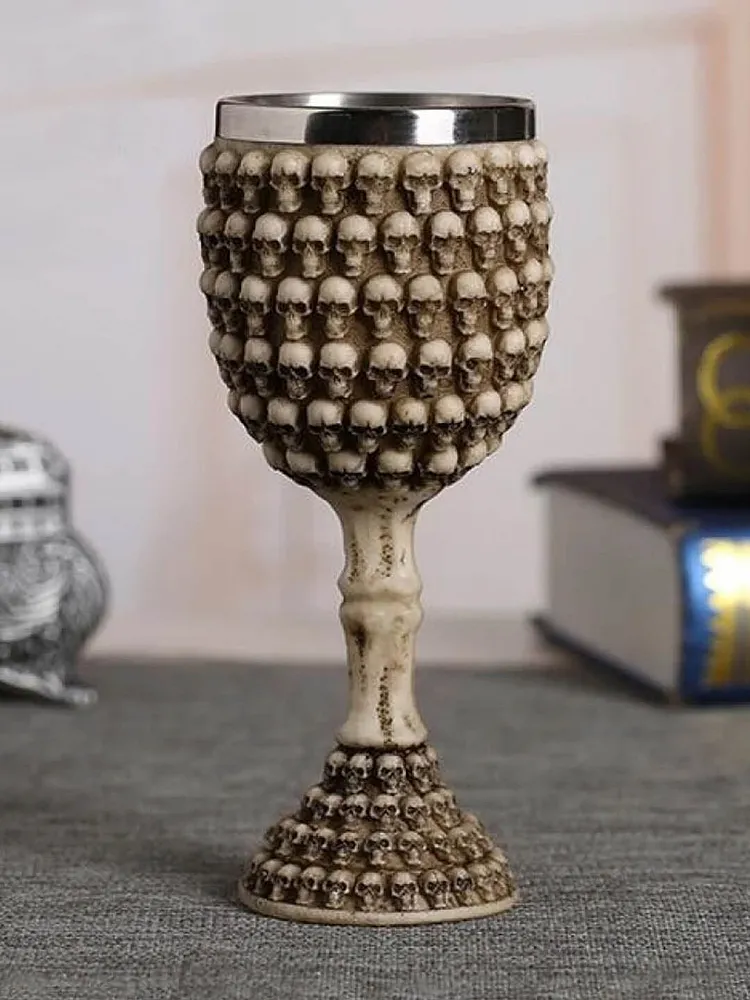 Silver-Toned  Drinking Vessel with Wine Drip