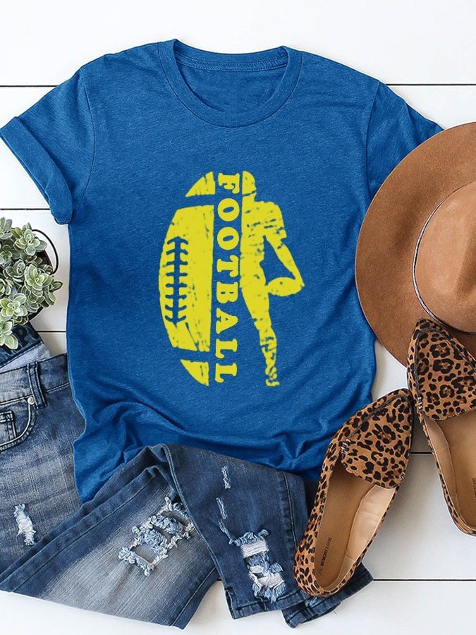 Women's Football Lover Game Season Casual Cotton Tee socialshop