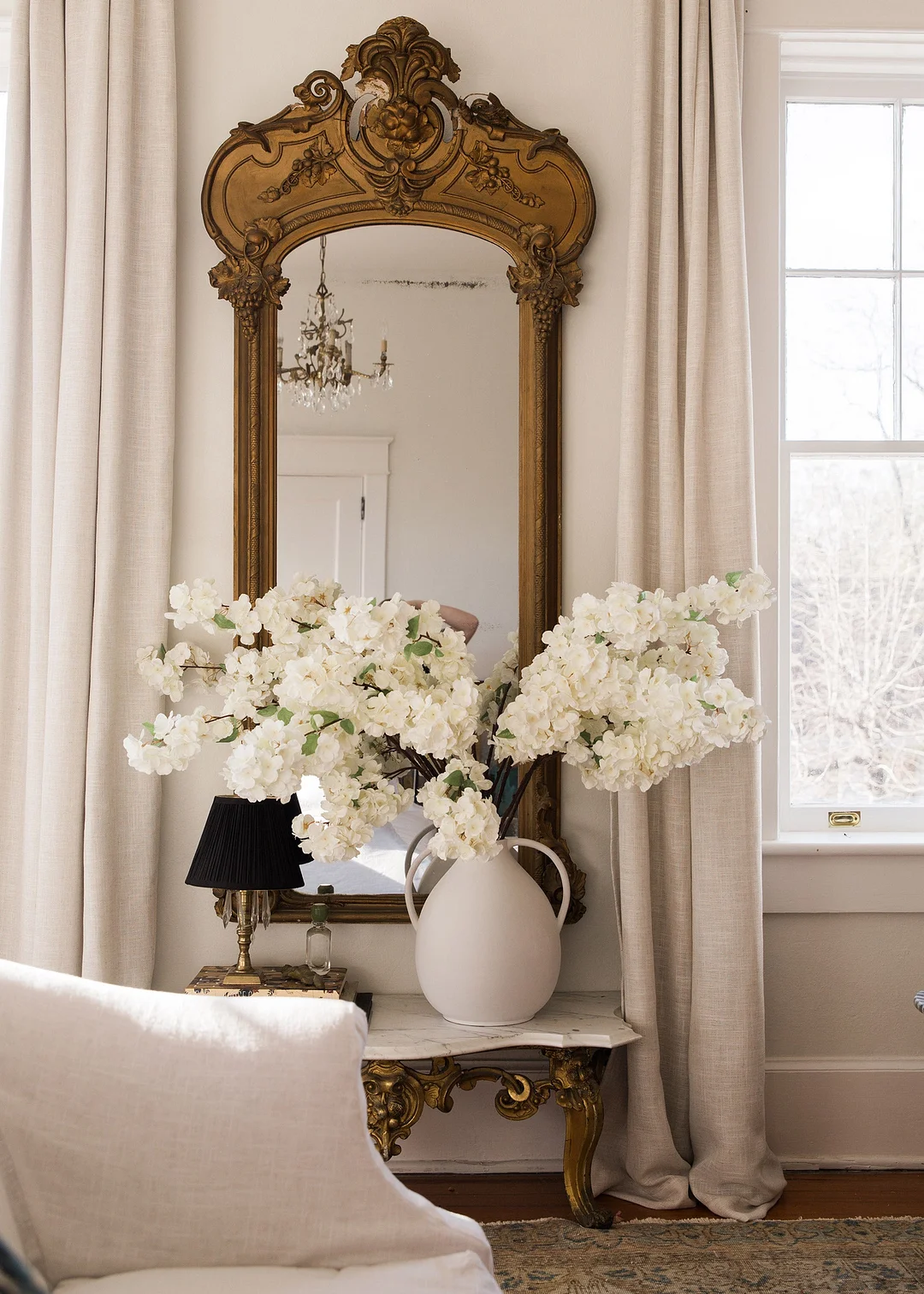 Faux Cherry Blossom in White - 44"