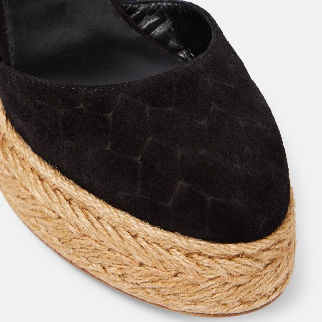 85mm Women's Chunky Red Bottom Sandals Waterproof Platform Straw Rope Sandals-MERUMOTE