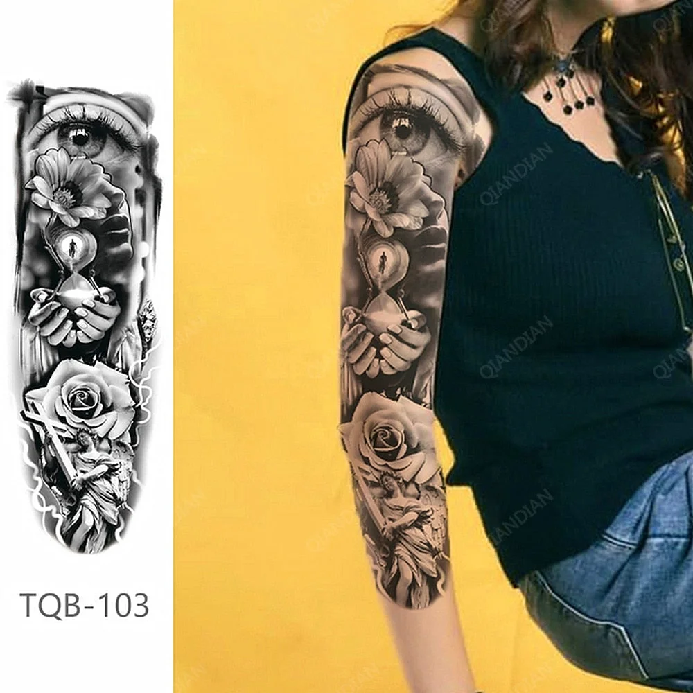 1pc Women Waterproof Temporary Tattoos Stickers Thighs Cool Hipster Skull Mermaid