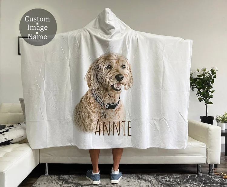 Personalize Hoodie Blanket Sherpa Custom Pet Photo Hoodie Blanket