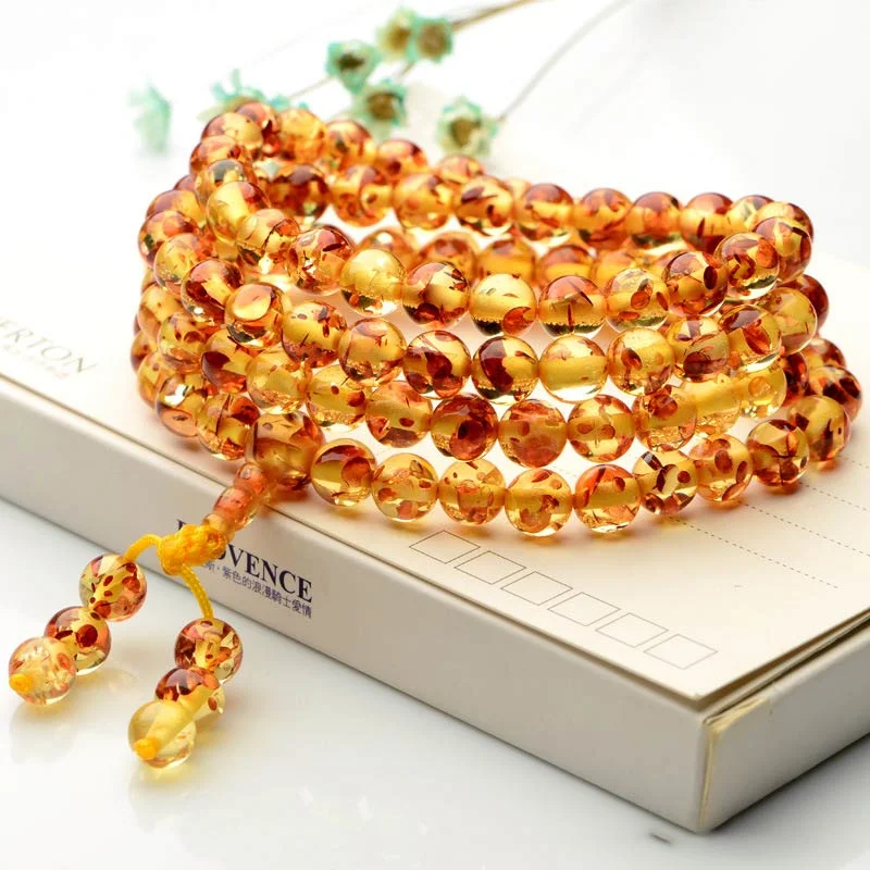 Amber 108 Beads Meditation Bracelet Wealth Mala
