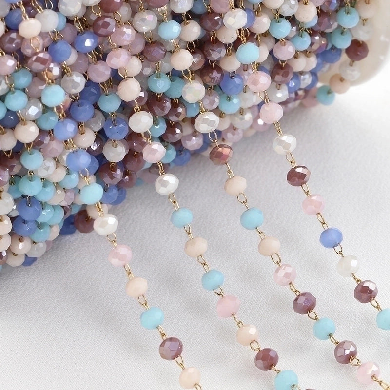 1 Set Stainless Steel Artificial Crystal Plating Polished Chain