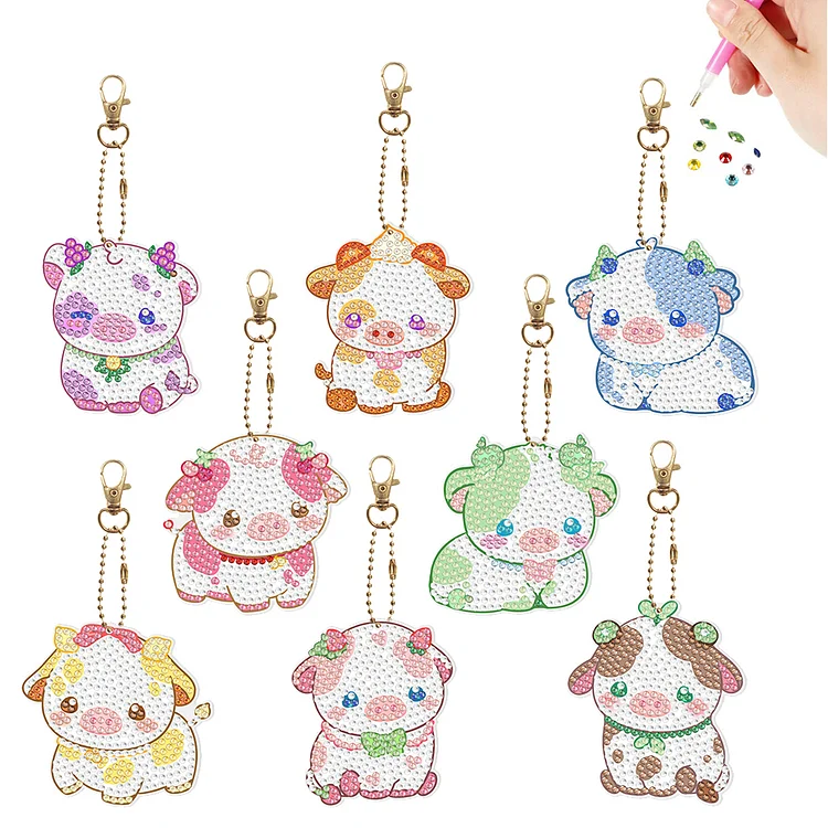 PVC Double Sided Special Shaped Cartoon Pattern Full Drill Keyring for Beginners