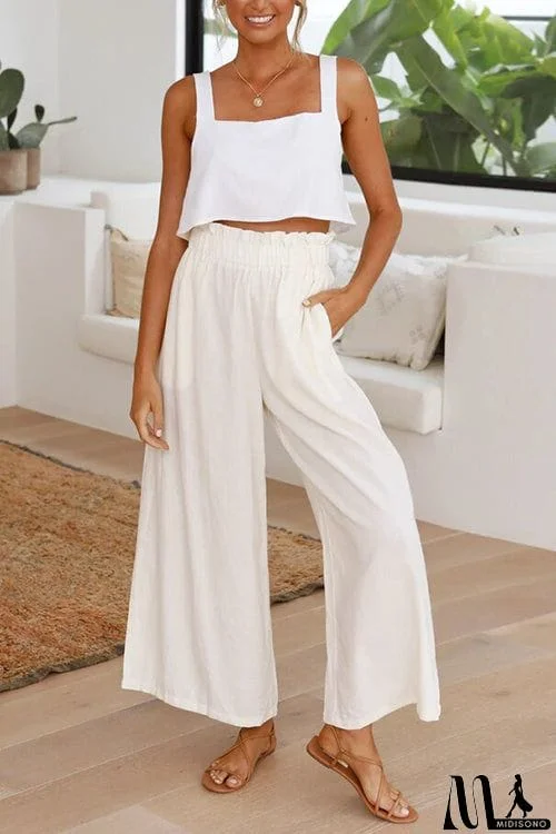 MidiSono - Elasticised Paper Bag Style Pants