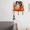(US Only)Halloween Pumpkin Cat Wood 2D/Flat DIY Diamond Painting Hooks Home Decor Craft