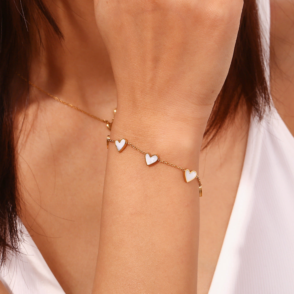 Women Fashion Heart Geometric Stainless Steel 18K Gold Plated Bracelets