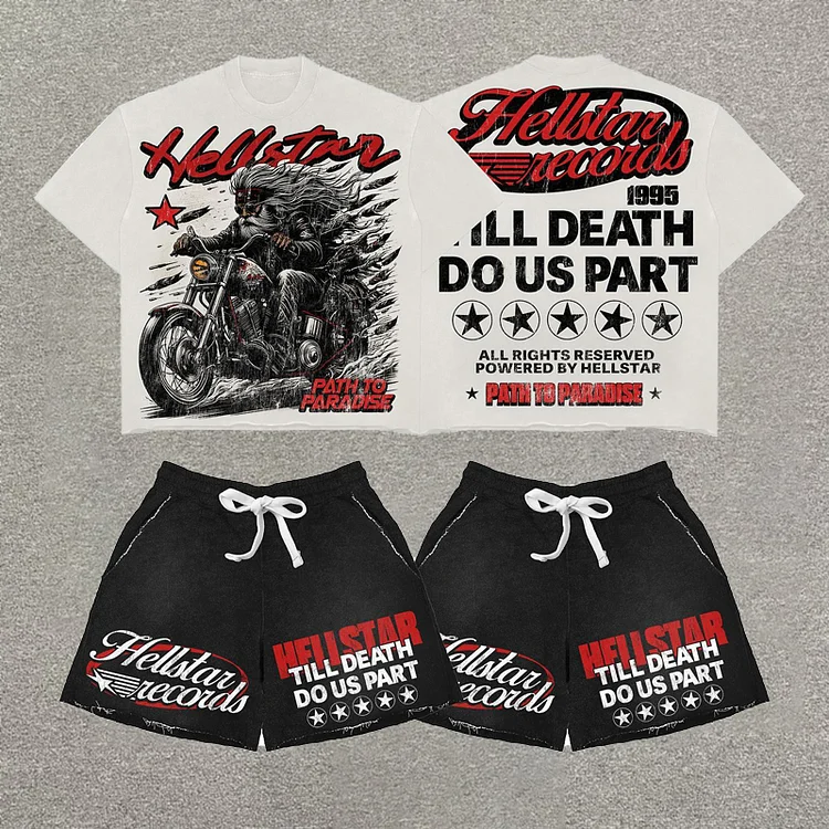Vintage Hellstar Graphic T-Shirt And Shorts Set