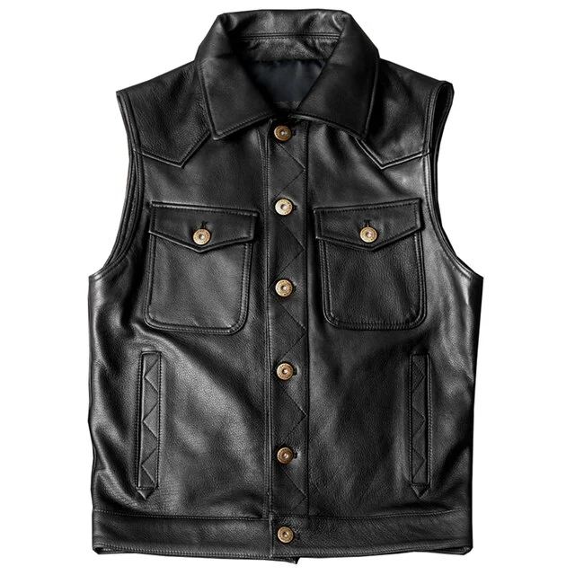Cowhide Vest Coats Men Summer Autumn Genuine Leather Dress Suit Weskit Waistcoat For Man Single-breasted Vests Blazer Slim Fit