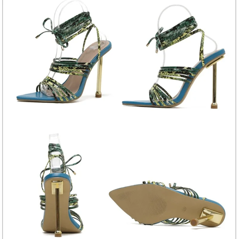 Ladies Sexy Party High Heel Sandals Open Toe Cross Strap Roman Shoes For Women