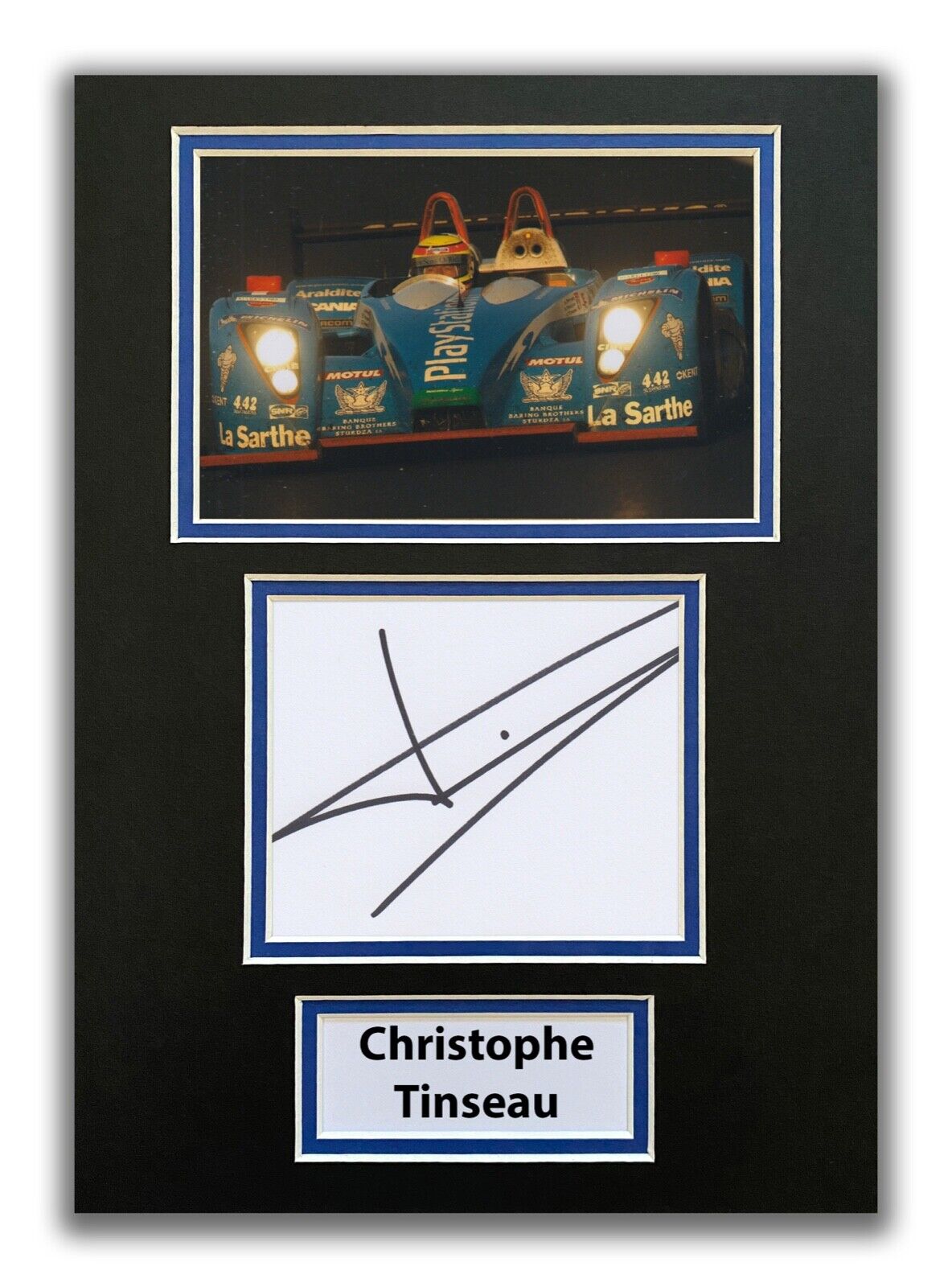 CHRISTOPHE TINSEAU HAND SIGNED A4 MOUNTED Photo Poster painting DISPLAY - LE MANS - AUTOGRAPHS 1