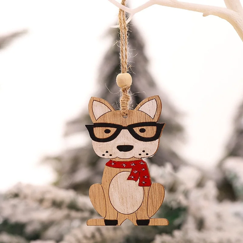 Car Ornaments Small Christmas Tree Hanging Wooden Pendants Elk Cartoon Animal Ornaments 2020 New Christmas Holiday Decorations