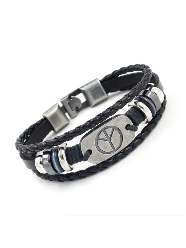 Peace Leather Bracelet