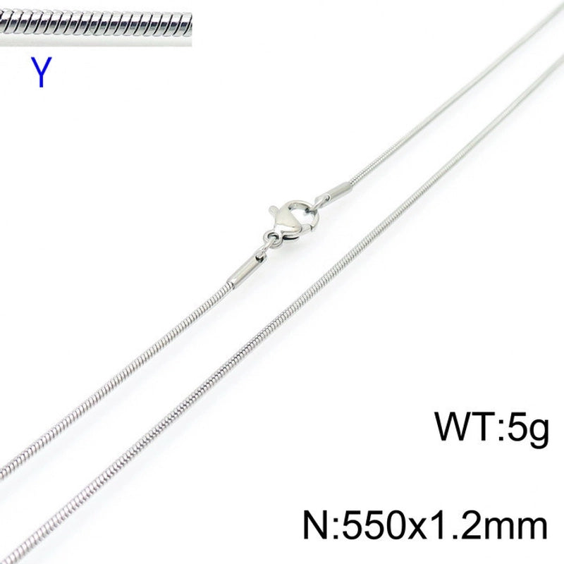 Jewelry Classic Style Solid Color Titanium Steel 18K Gold Plated Chain Necklace