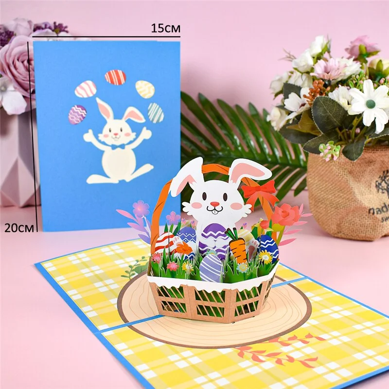 10 Pack Funny Easter Pop-Up Cards 3D Bunny Egg Basket Greeting Card Birthday for Kids Mom Dad Family