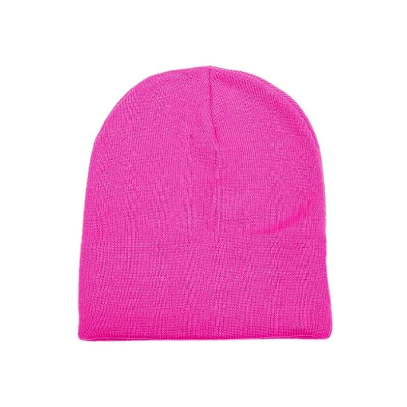 Brimless Knitted Beanie No Flanging Solid Color Light Board Hat With Embroidery