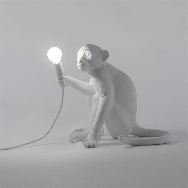 Modern Black Monkey Lamp Hemp Rope Pendant Lights American Country Resin Loft Industrial Hanging Luminaire Home Decor
