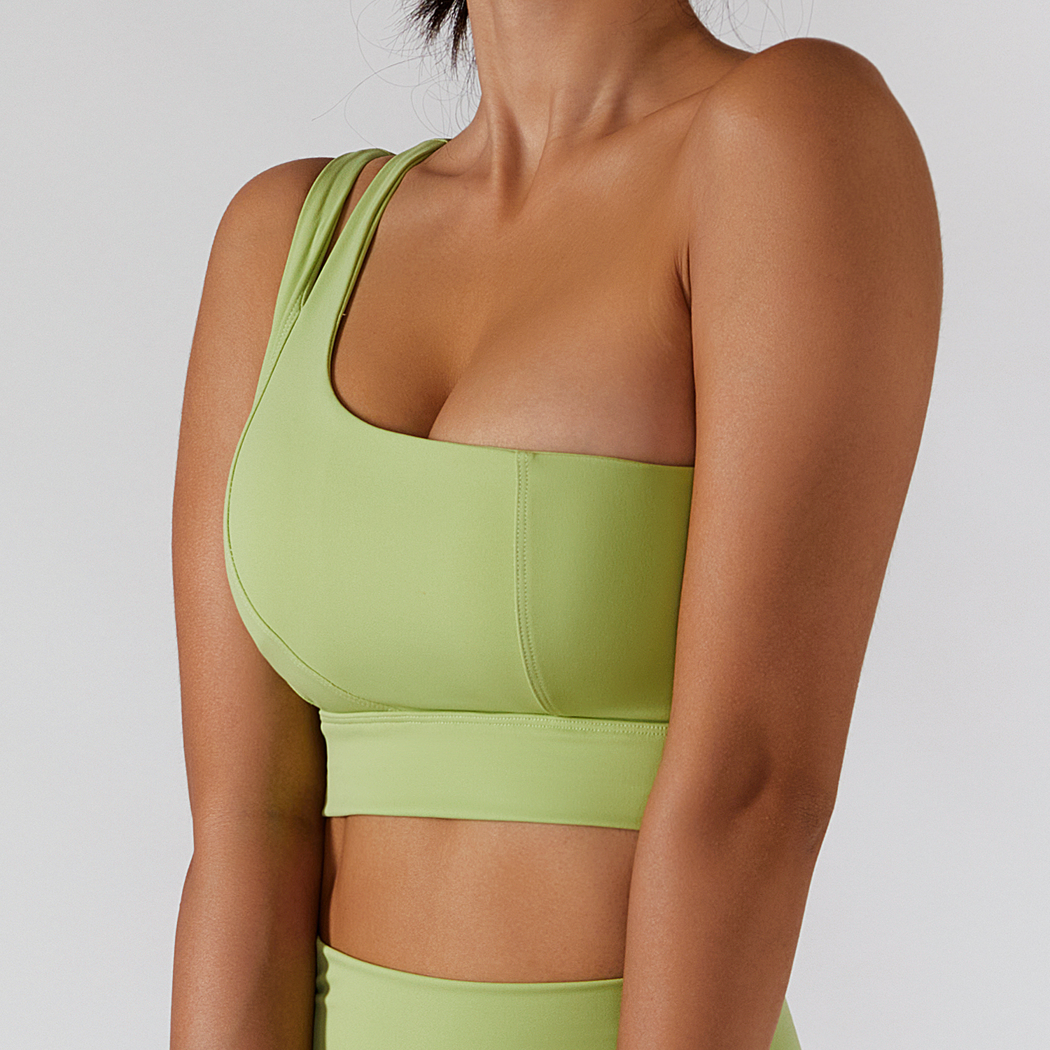 Oblique Single Shoulder Naked Feel Comfort Running Gym Fitness Sports Bra