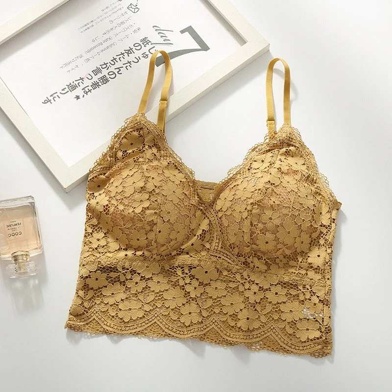 New Arrival Women Push Up Wireless Floral Lace Bra Top Women Bralette Underwear Lingerie Full Cup Hot Sale