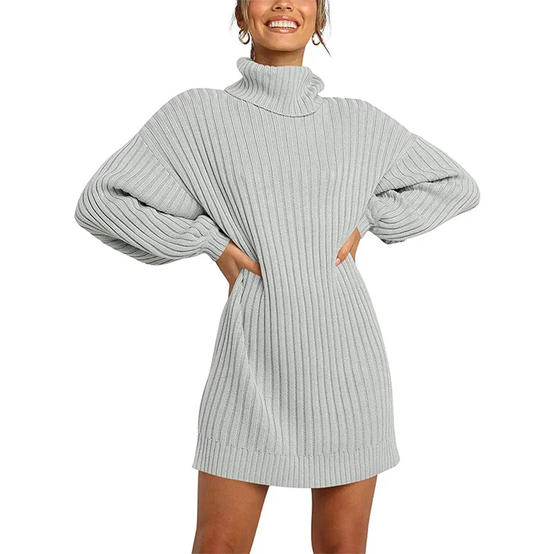 Wongn Wongn And Winter New Women's Turtleneck Medium Long Sweater Sweater Dress