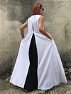 White&Black Split-joint Sleeveless Linen Long Dress