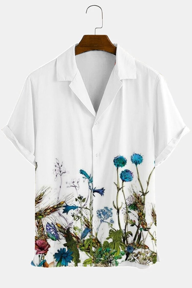 White Hem Printed Short Sleeve Shirt
