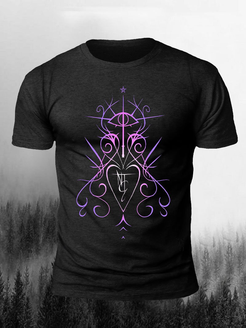 Magic Symbol Print Men Short Sleeve T-shirt