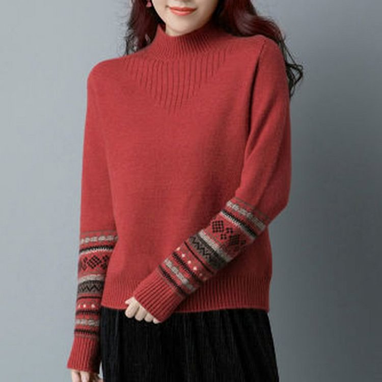 Abstract Long Sleeve Shift Sweater