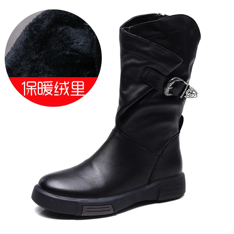 Yyvonne Martin Boots Flat Bottom Middle Knight Boots New Vintage V-Port Side Zipper Slim Single Boots
