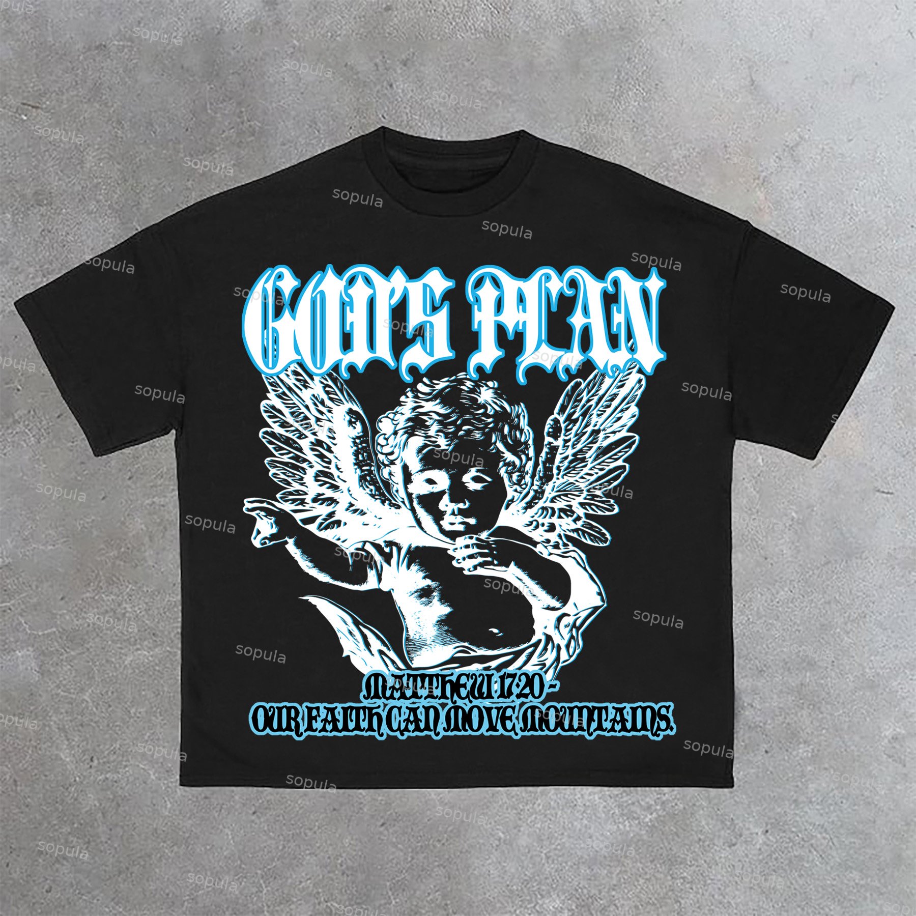 Sopula Angel God's Plan Bible Print Cotton T-Shirt - SOPULA