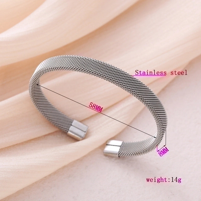 Ins Style Minimalist C Shape Solid Color Stainless Steel Plating Cuff Bracelets