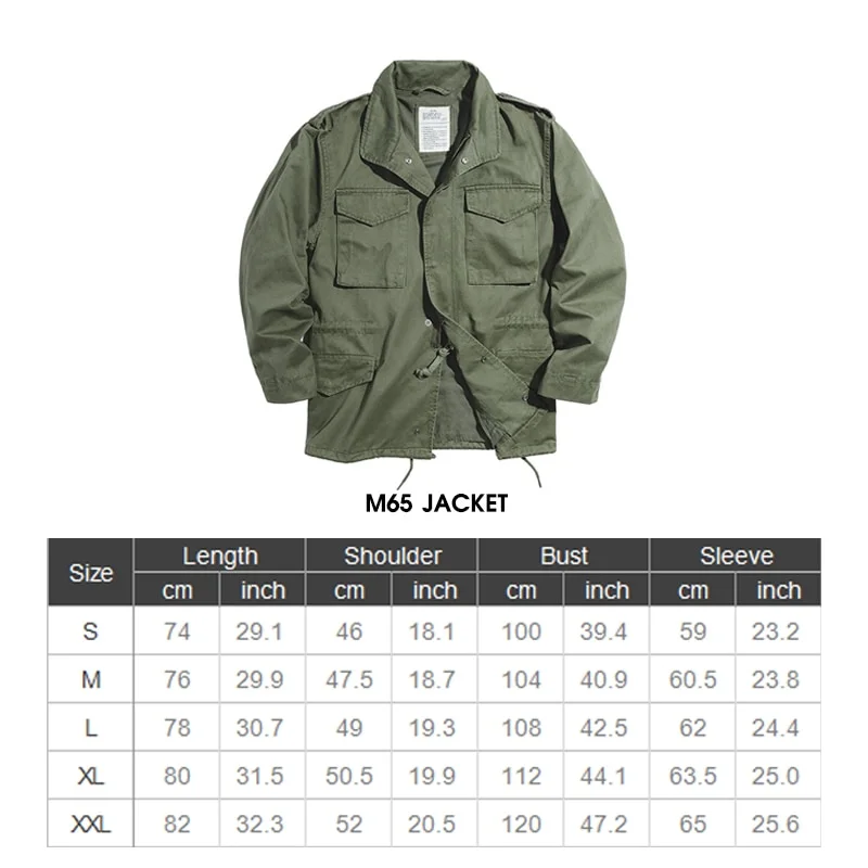 Aonga  Autumn Outfits    M65 Jackets For Men Army Green Oversize Denim Jacket Military Vintage Casual Windbreaker Solid Coat Clothes Retro Loose