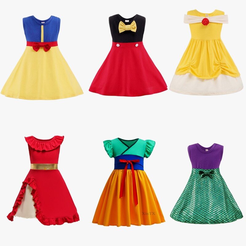 Baby Girls Snow White Princess Dress Bell Jasmine Elena Princess Funcy Dresses-elleschic
