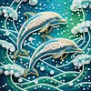 DIY Pearl Painting Dolphin for Home Decor with Frame(25x25cm)