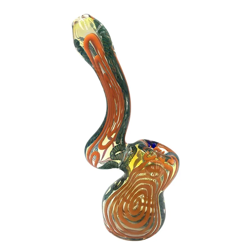 Glass Hammer Bubbler Pipe in Red and Green Reversals