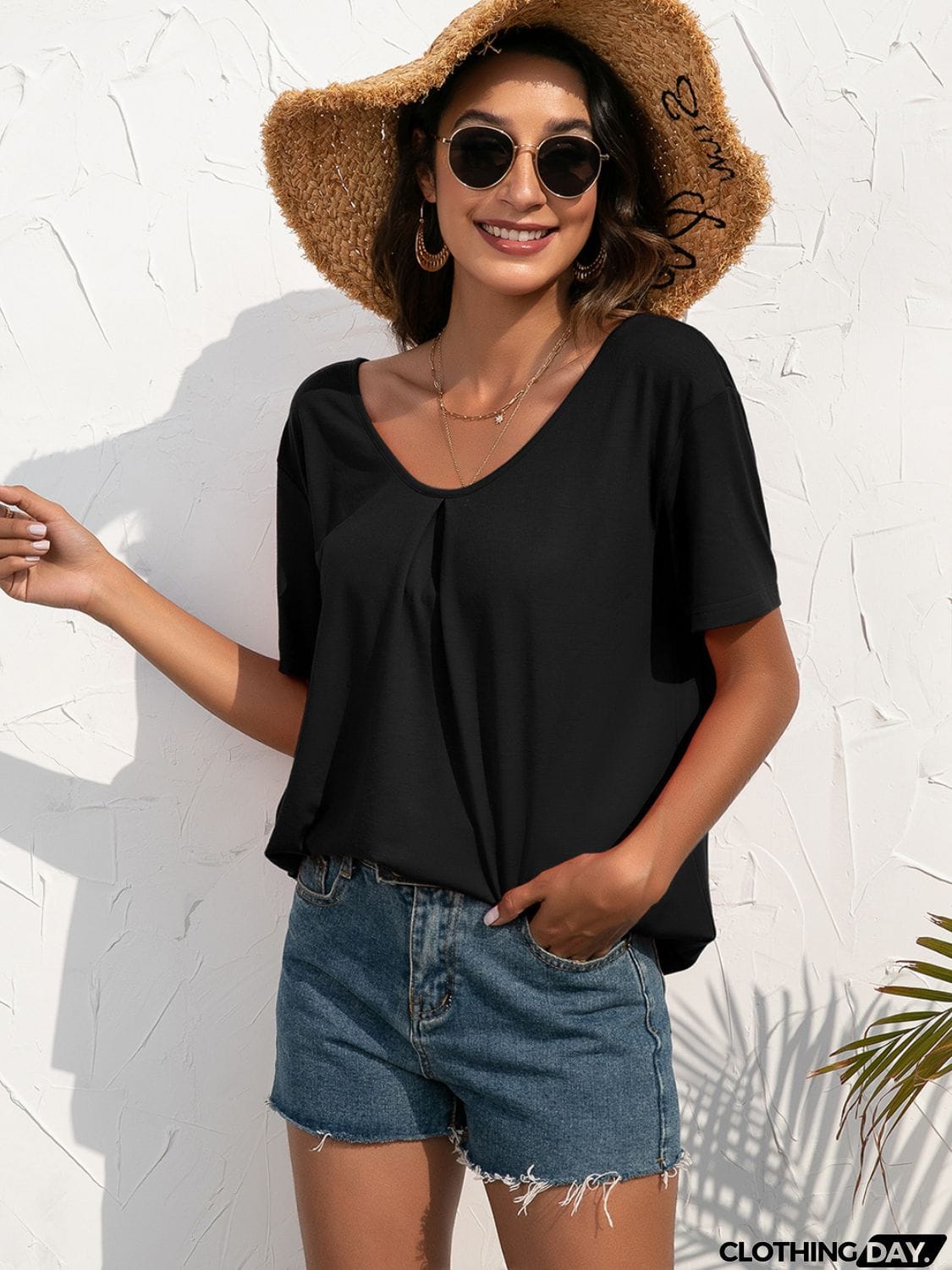 Lace Trim Short Sleeve Top