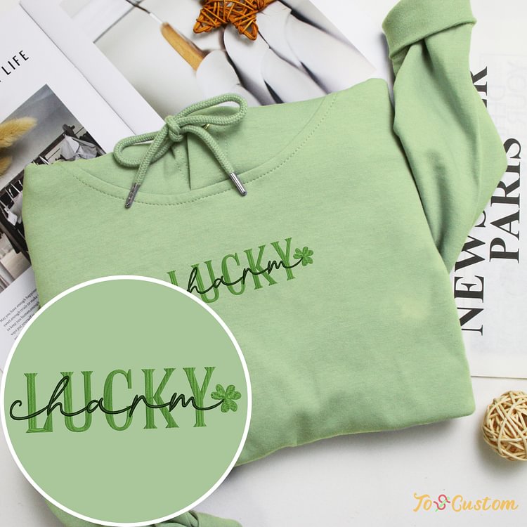 TOSCUSTOM™ Irish Lucky Sweatshirt Embroidered Saint Patricks Day Hoodies