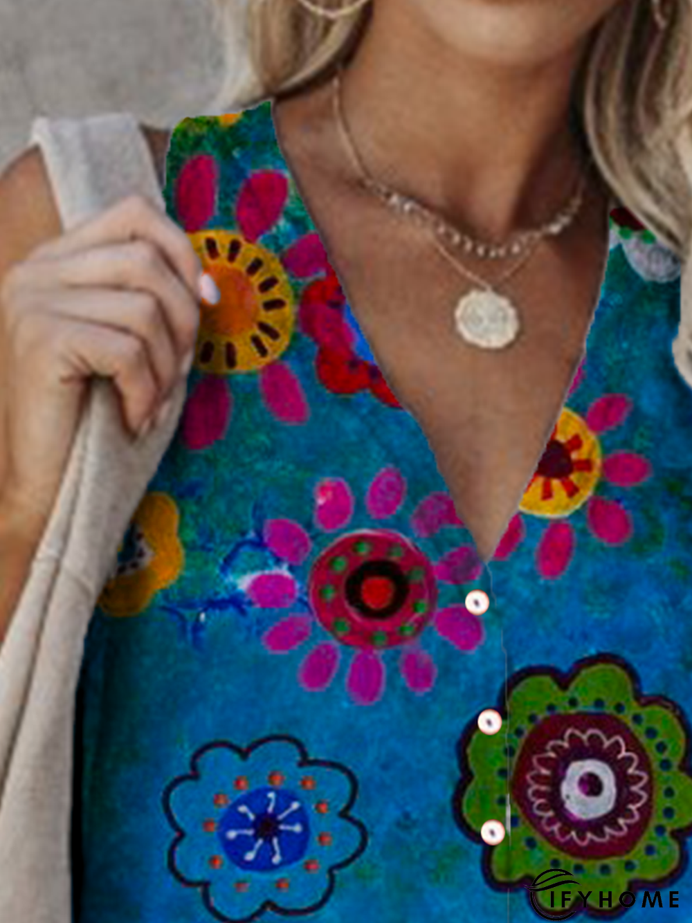 Casual Floral Cotton Off Shoulder Cold Shoulder Blouse | IFYHOME