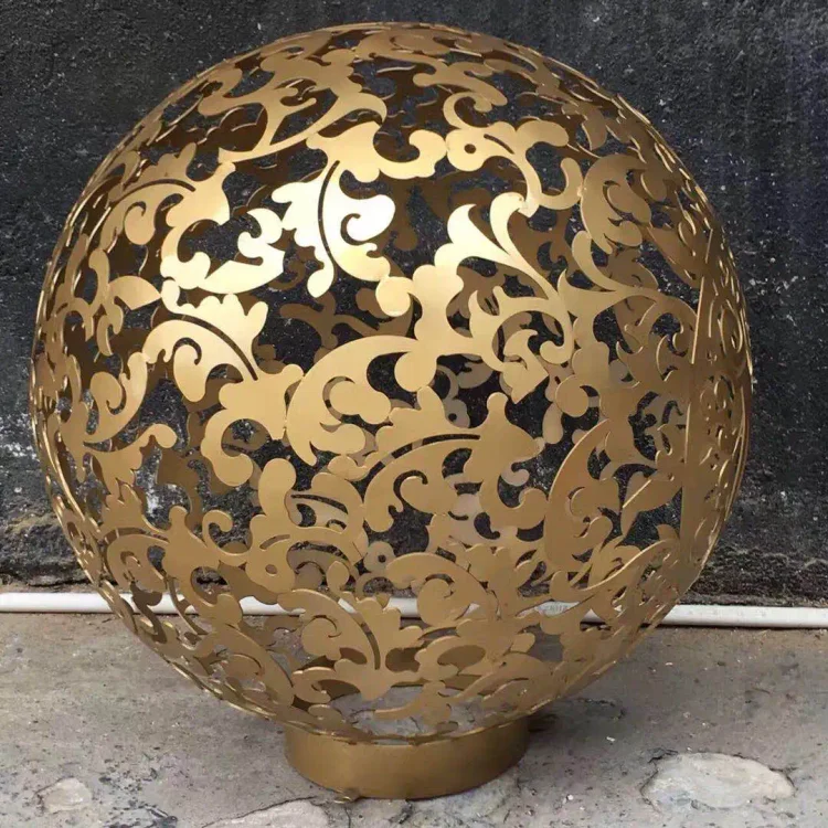 large metal sphere Outdoor Decor Stainless Steel Sculpture Sphere Metal Flat Ball Sculpture