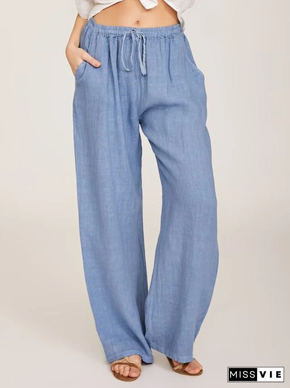 Wommer Solid Wide Leg Pants