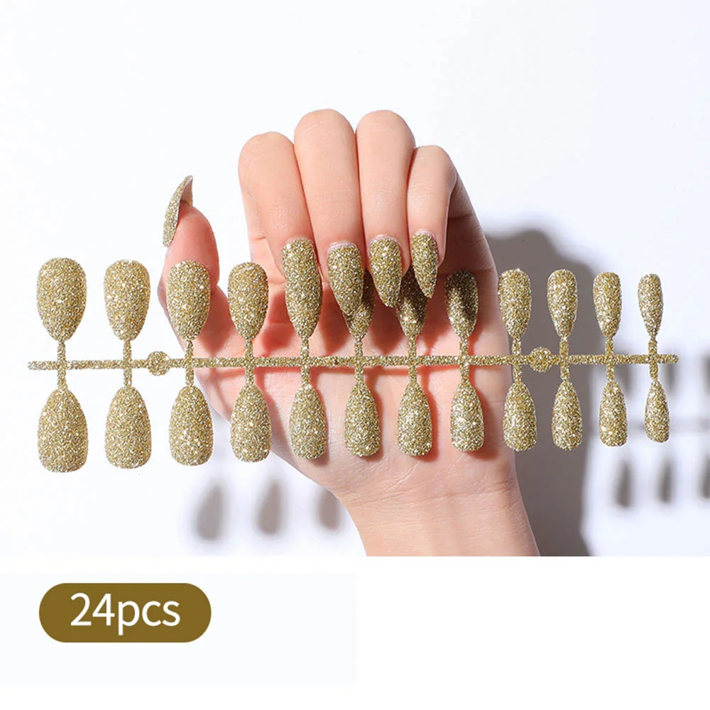 Free shipping fake nails Nail Art Decorations 24pcs Fake Nails Solid Color Frosted Matte Full Cover новогодние накладные ногти-Nail Inspo
