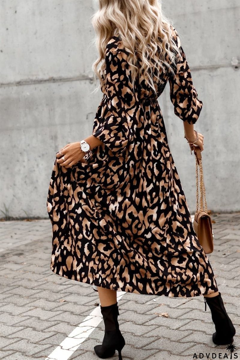 Elegant College Print Printing V Neck A Line Dresses(3 Colors)