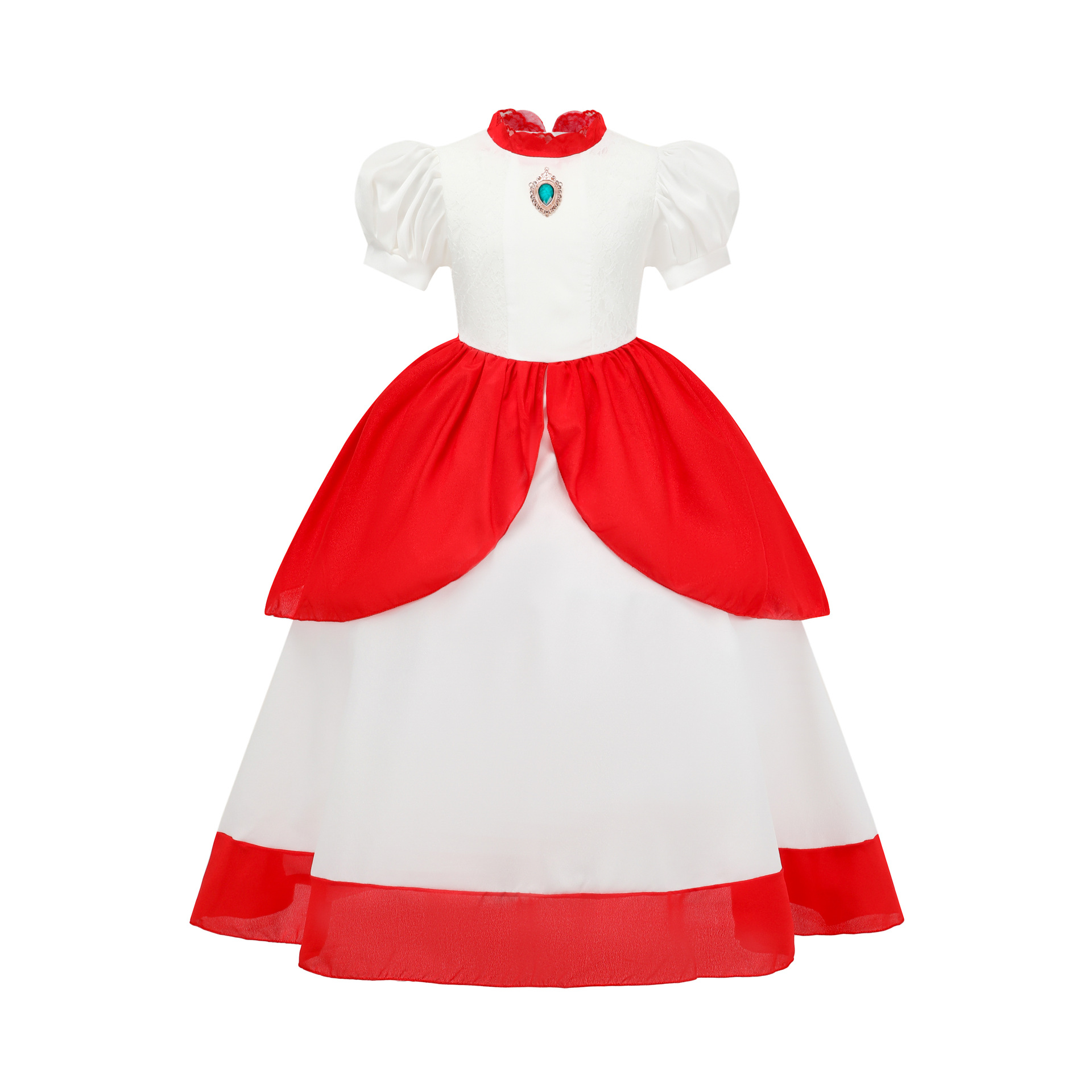 Princess Peach Lace Dress for Girls - Super Mario Cosplay Kids Gown