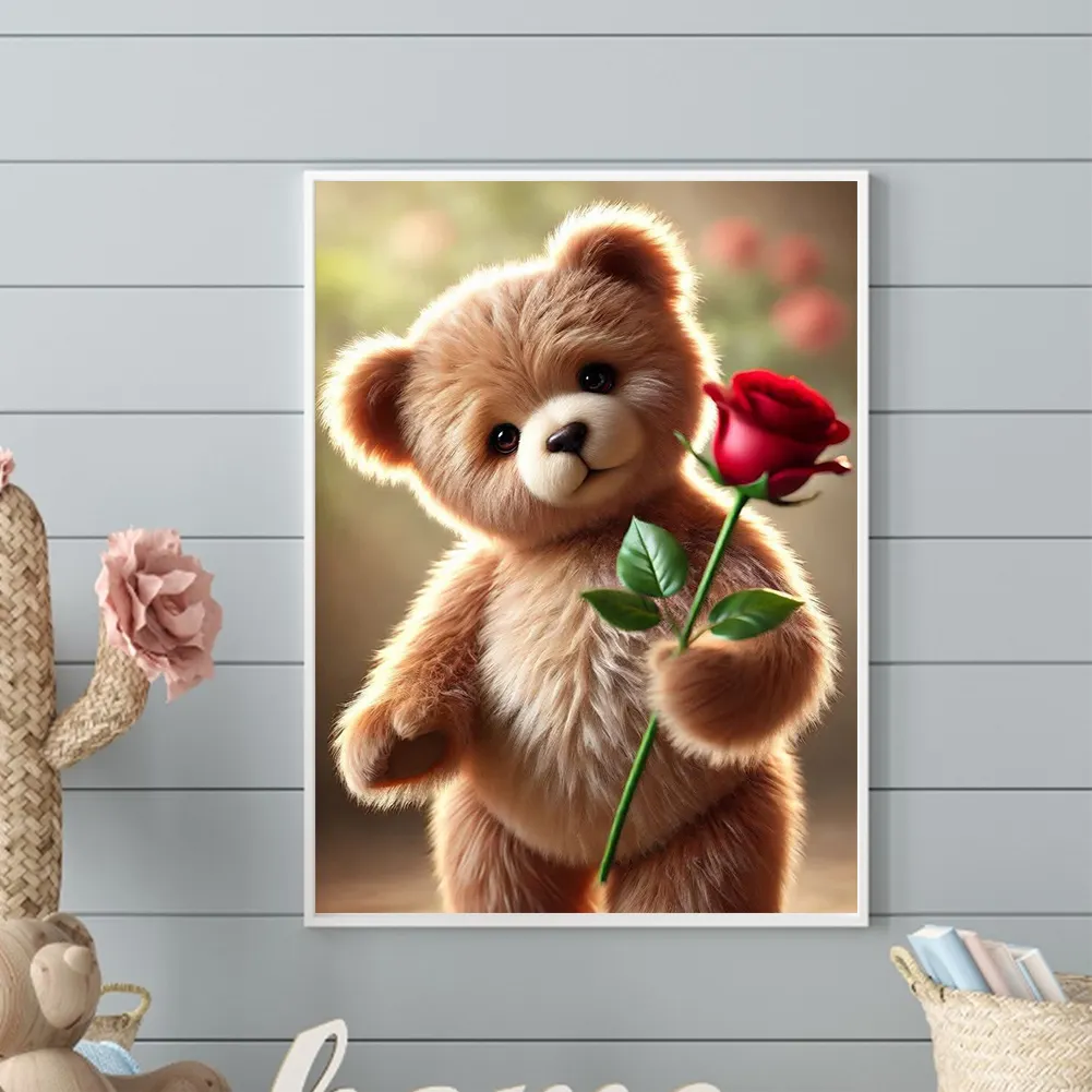 Diamond Painting - Full Round Drill - Rose Bear(Canvas|30*40cm)
