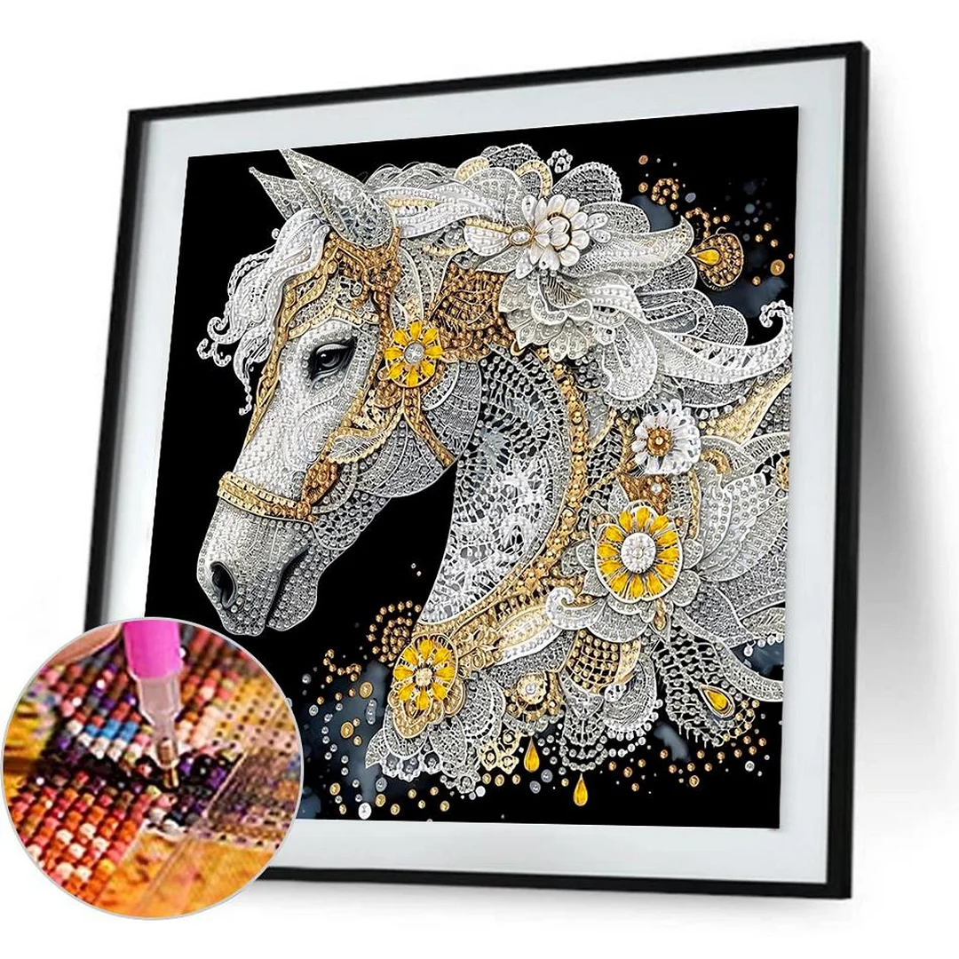 5D DIY Partial Special Shaped Drill Diamond Painting Horse Decoration 30x30cm