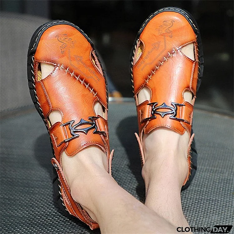 Men's Summer Breathable Handsewn Soft Cow Leather Sandals