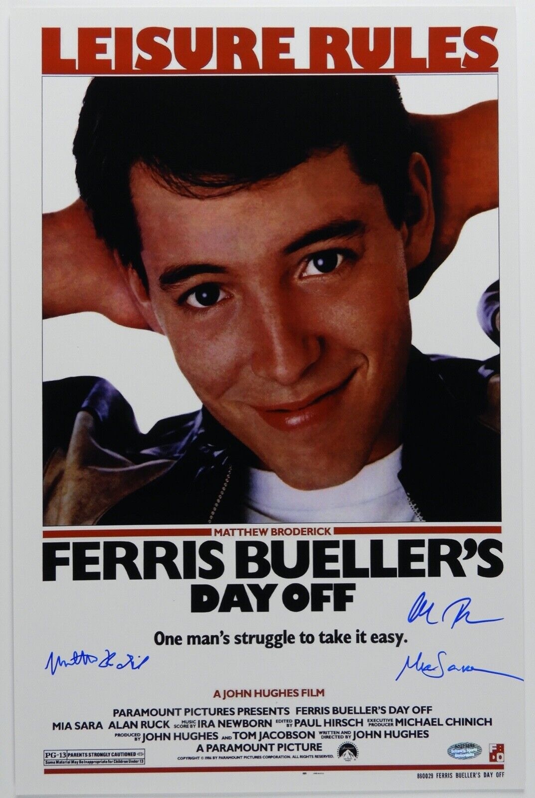 Ferris Bueller's Day Off Autograph Signed 11 X 17 Signed Photo Poster painting Schwartz COA