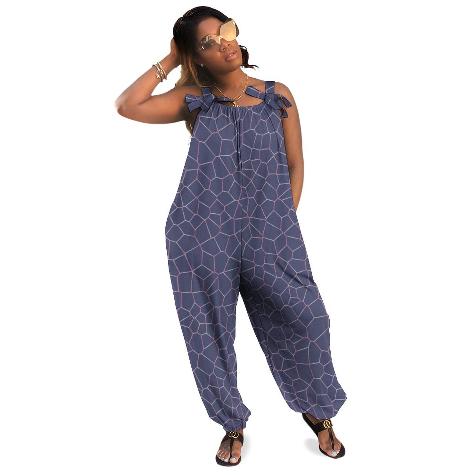 Modern Geometric Purple Marble Pattern Plus Size Wide Leg Jumpsuit Women Summer Casual Pinstripe Jumpsuit Ladies Summer Rompers Natural Waist Pockets